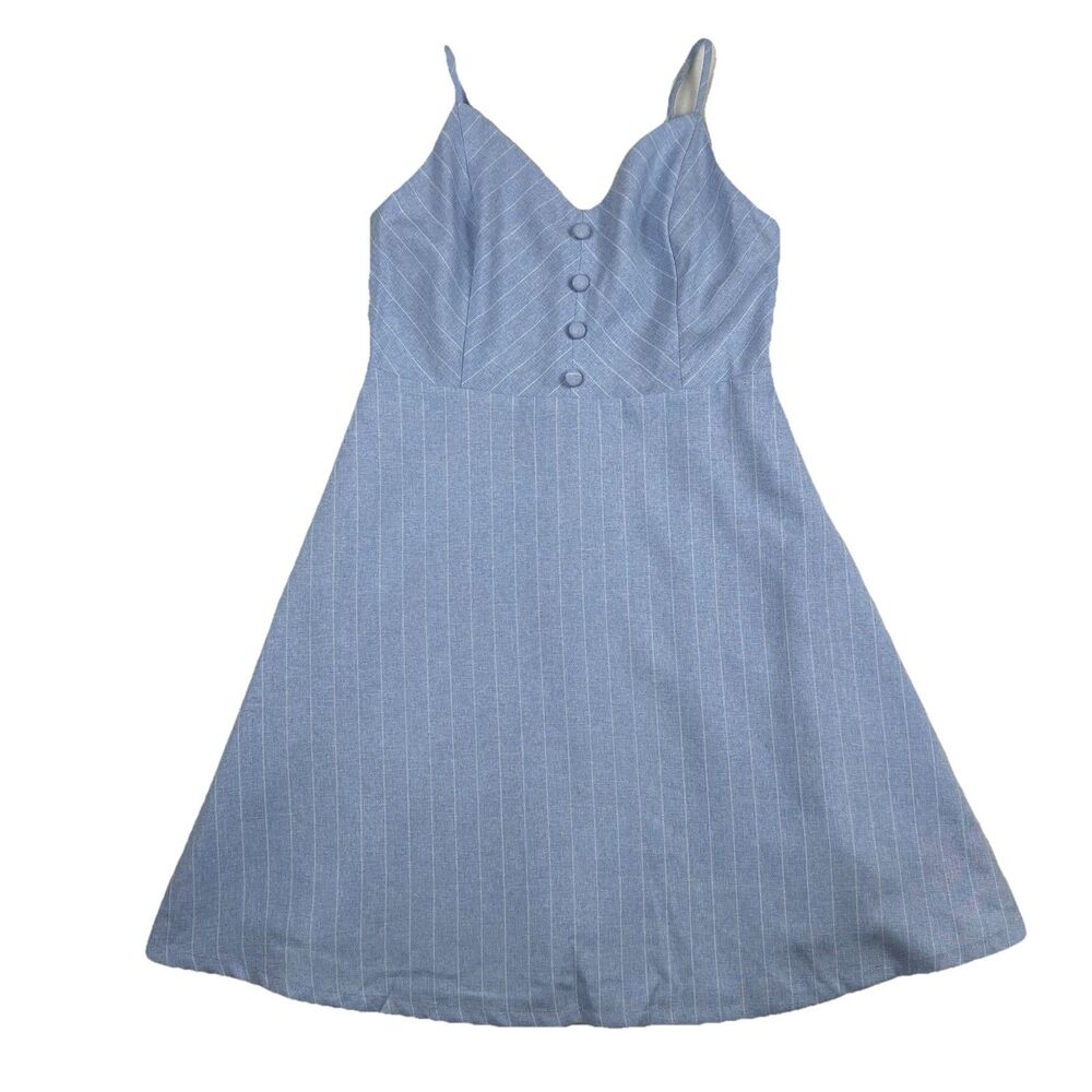 Lulus Women’s Babydoll Mini Light blue Pin Striped Smocked Back Sundress Y2K-S